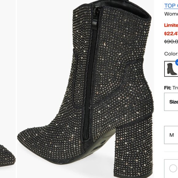 Alias Women's Rhinestone Black Denim BLING Western Block Heel BLING Boots 7.5 - Picture 3 of 6